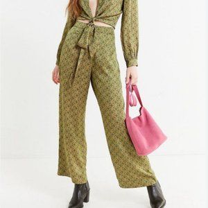 Urban Outfitters Satin Paisley Wide Leg Pant